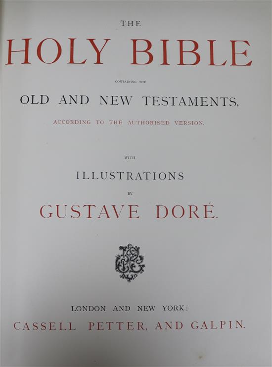 Victorian leather bound illustrated bibles, two vols.